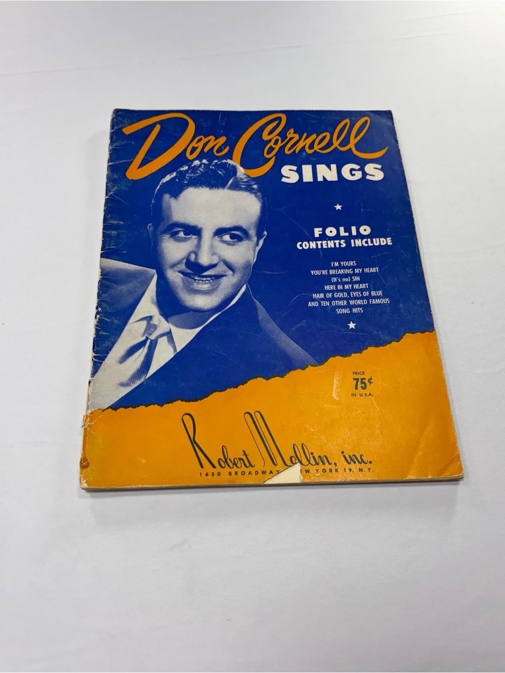 Vintage Don Cornell Sings Song Folio Sheet Music Book Robert Mellin 1953